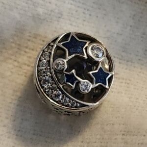 PANDORA MOON BLUE STARS ROUND BEAD NWOT AUTHENTIC